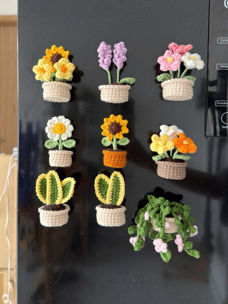 Fridge Magnet Set Sunflower Wool | Cute Fridge Decor | Kitchen Decor Gift | Refrigerator Magnet | Nature Lover Gift Idea | Christmas Gift image 9