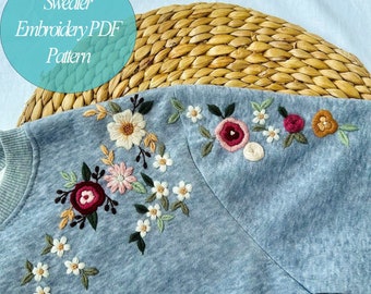 WildFlowers Stick And Stitch Embroidery PDF & Pattern + video tutorial | Beginner Embroidery | Botanical Embroidery Designs | Christmas gift