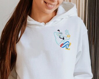 Genie Embroidered Hoodie, Disney Inspired Hoodie, Disney Top, Disney Clothing, Disney Gift Idea, Aladdin Hoodie, Aladdin Jumper