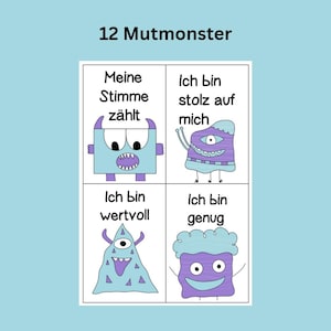 12 Courage Monster Affirmation Cards