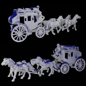 Postkutschenwagen 28 mm Pferdewagen 32 mm Dungeons and Dragons Kutsche Miniatur Tabletop RPGs Gelände Pferdekutsche Figur