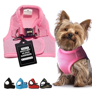 Snazzi Pet No Pull Soft Mesh Comfy Step in Dog Vest Harness for Tiny X-Small Small Med Dog breeds 2-18 lbs Teacups Mini Puppy XS-XL 5 Colors