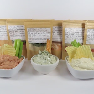 Gourmet Dip Mixes, Bloody Mary Dip Mix, Wasabi Soy Ranch Dip Mix, Crab Dip Mix, Dill Dip Mix, New Packaging!