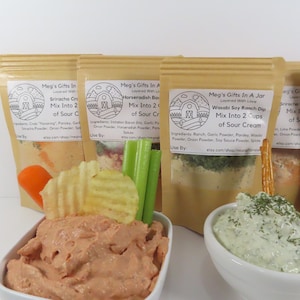Gourmet Spicy Dip Mixes Gift Set of 4 Dips, Spicy Bloody Mary Dip, Sriracha Crab Dip, Spicy Dill Dip, Sriracha Lime Fiesta