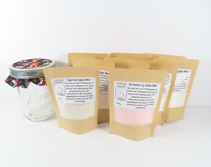 Mug Cakes, Cake Mix Gift Set of 10 Flavors, Single Serve Cake Mix In A Jar Just Add Water and Oil, Dry Cake Mix Microwavable