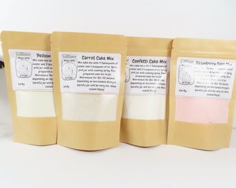 Cake Mix Two Pack Just Add Water and Oil, 2 Single Serve Cake Mix , Great Gift, Stocking Stuffer, Two Dry Cake Mixes Microwavable