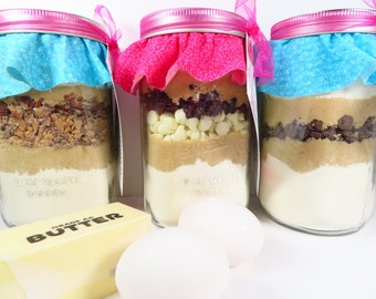 Cookie Mix In A Jar Best Seller Pack of 3, Chocolate Chip Cookie Mix, Cranberry White Chocolate Chip Cookie Mix, Toffee Pecan Cookie Mix