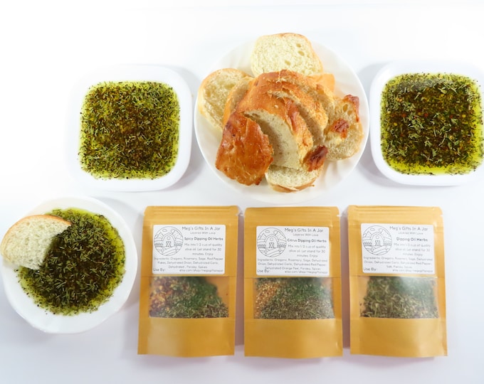 Gourmet Dipping Oil Herbs Set of 3 Spicy Garlic and Original