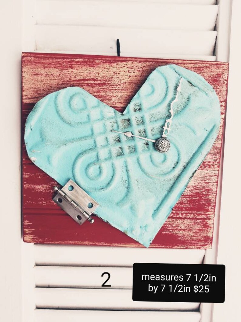 3 Different Tin Heart Wall Hangings Etsy