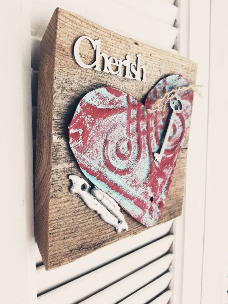 3 Different Tin Heart Wall Hangings Etsy