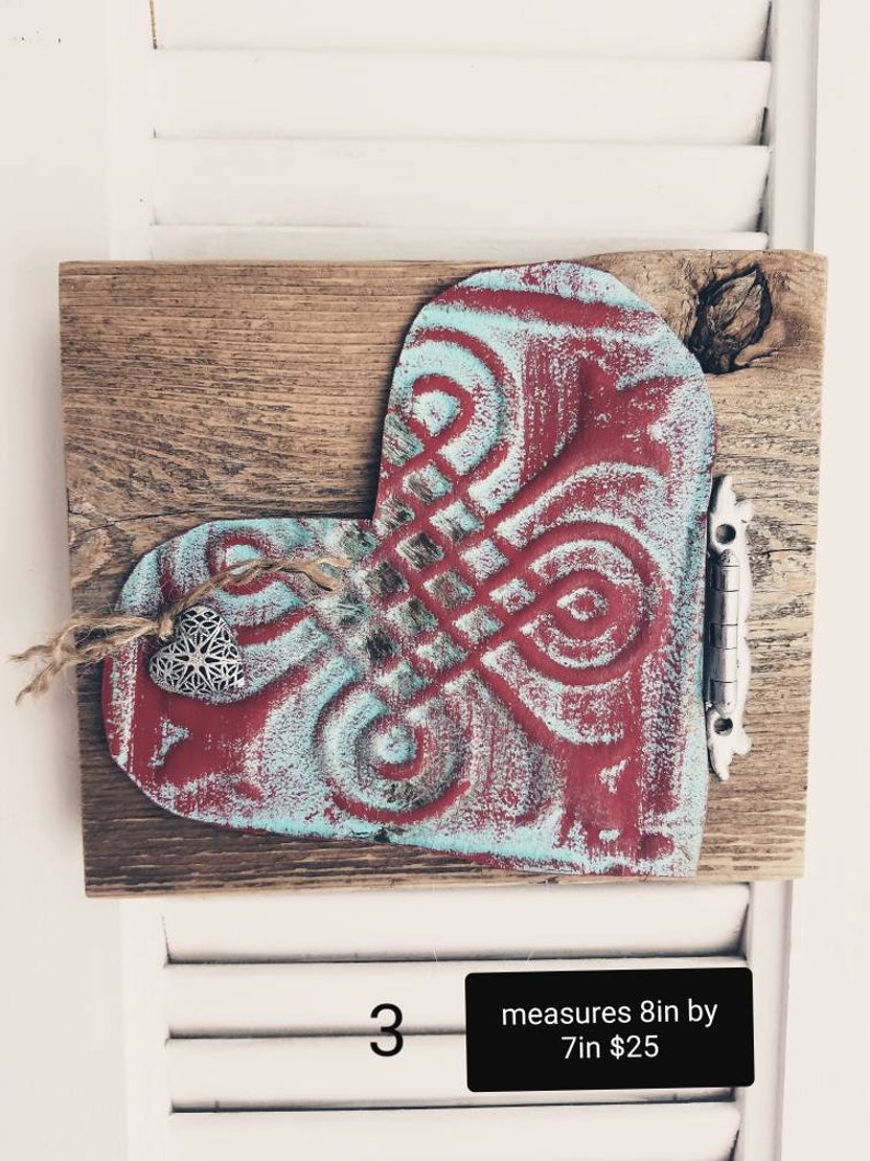 3 Different Tin Heart Wall Hangings Etsy