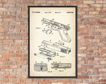 Póster enmarcado en la patente de Glock