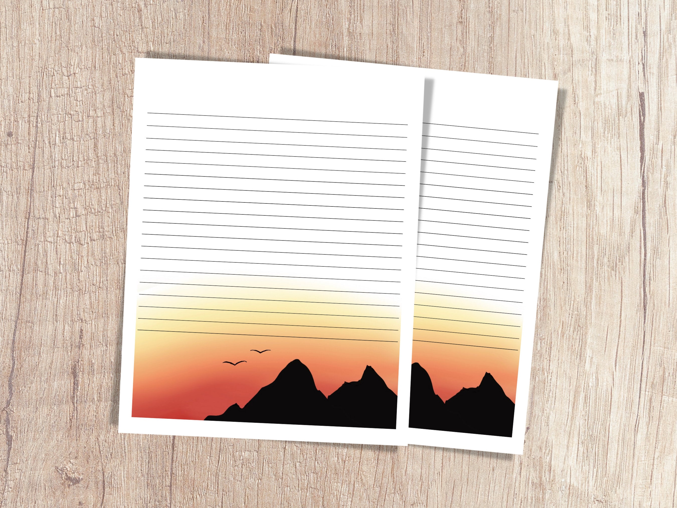 Mountain Sunset Stationary Set - Digital Printable Stationary Set- Sky Landscape Stationary - Etsy