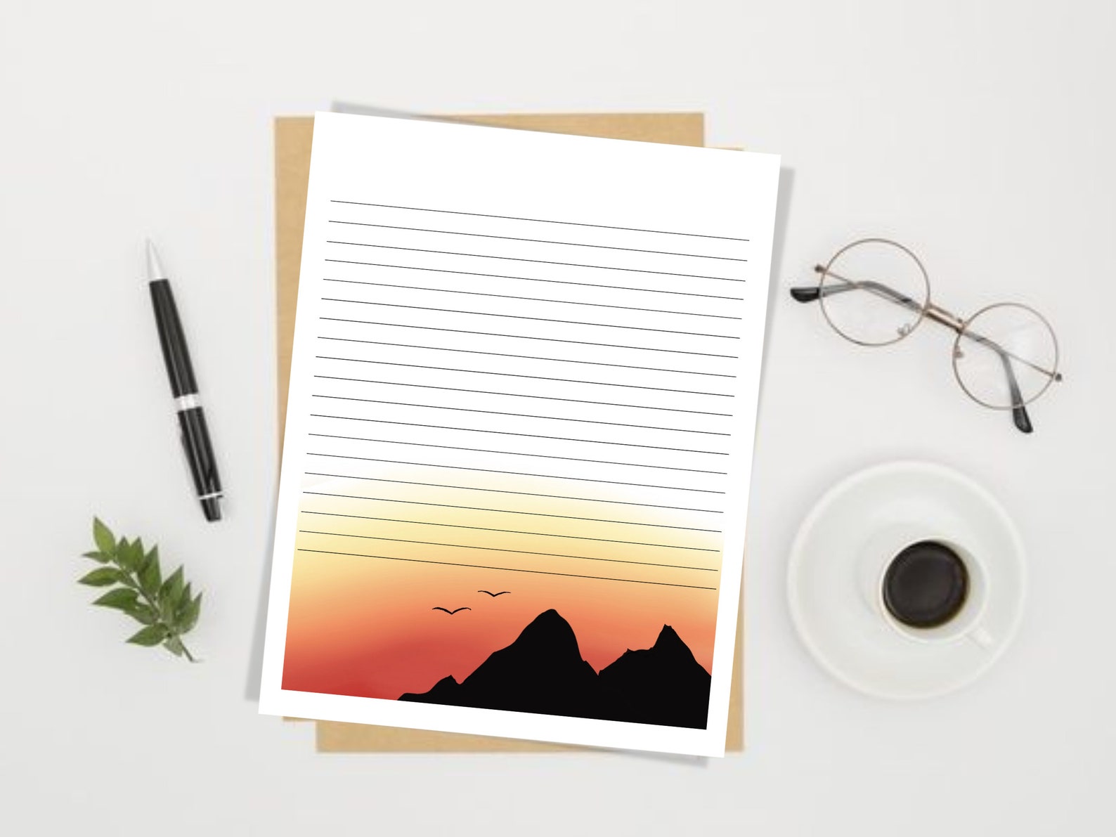 Mountain Sunset Stationary Set - Digital Printable Stationary Set- Sky Landscape Stationary - Etsy