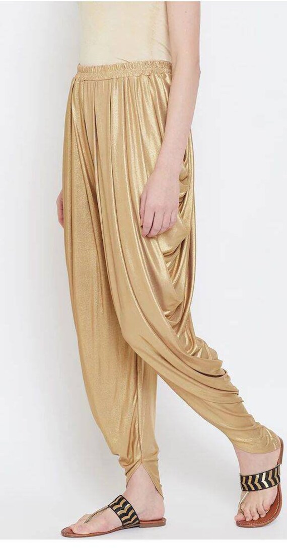 Solid Gold Color Dhoti Pants for Women 