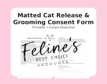 Cat Groomers Matted Release Form