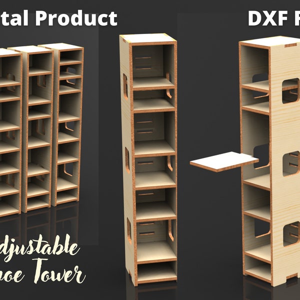 Adjustable Shoe Tower, Shoe Rack, Shoe Cabinet - DXF File