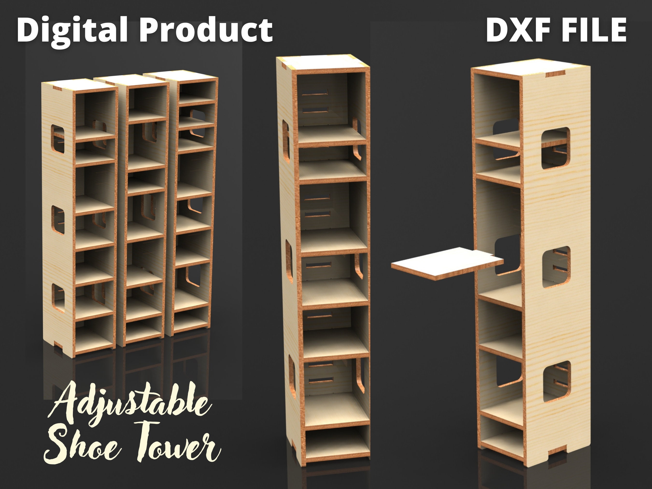 Stackable Shoe Rack, Shoe Storage, Shoe Shelf Dxf Files 