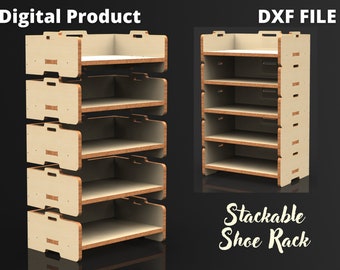 Stackable Shoe Rack, Shoe Storage, Shoe Shelf - Dxf Files