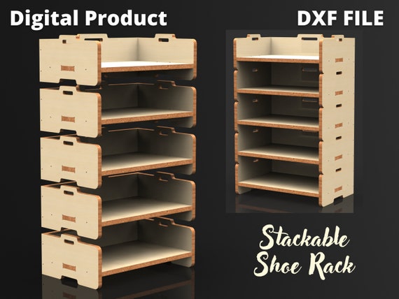 Stackable Shoe Rack, Shoe Storage, Shoe Shelf Dxf Files 