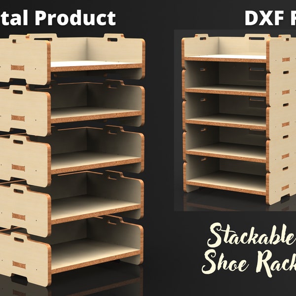 Stackable Shoe Rack, Shoe Storage, Shoe Shelf - Dxf Files