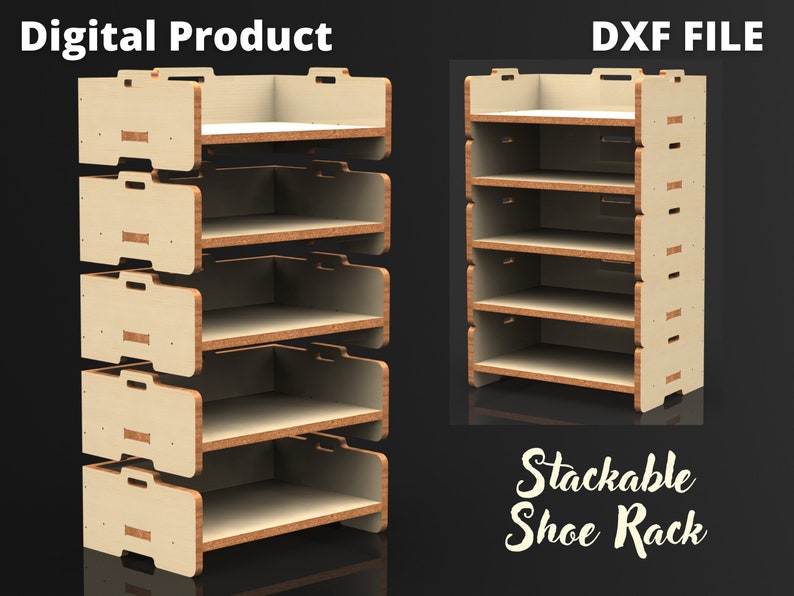 Stackable Shoe Rack, Shoe Storage, Shoe Shelf Dxf Files zdjęcie 1