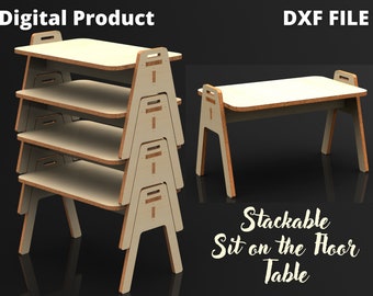 Stackable Laptop Table, Laptop Stand, Sit on the Floor Table - DXF File