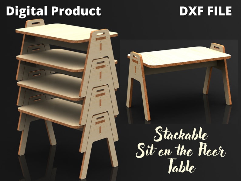 Floor Stackable File Stackable Laptop Table, Laptop Stand, Sit on the Floor Table - DXF File ...