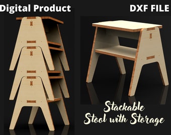 Stackable Stool Chair with Storage for Adult - Cut Files