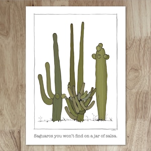 Saguaro Cactus Card - Carte vierge, légèrement maladroite, totalement unique et parfaite pour toute occasion sur le thème du désert ou du cactus!