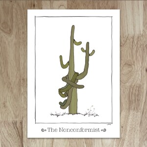 Le cactus non-conformiste de ma série Saguaro Personality Type. Vierge à l'intérieur, une carte parfaite pour la personne unique et adorable dans votre vie !