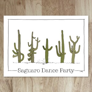 Carte Cactus Saguaro - "Soirée dansante Saguaro". Intérieur vierge : parfait pour un anniversaire dans le désert, une invitation à une fête sur le thème des cactus, juste pour le plaisir...