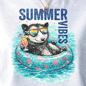 Possum Shirt, Pool Float Tee | Sublimation Png | Vacation Vibes Trash Panda Digital Download