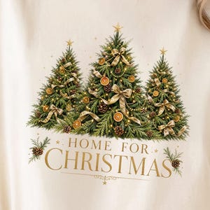 Rustic Christmas Trees PNG, Pinecone, Orange Slice, Gold Ribbon (Digital Download)