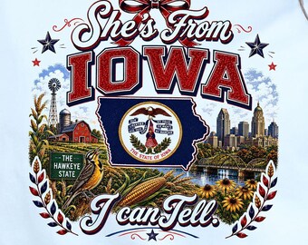 Shes From Iowa, Hawkeye Transfer | DTF PNG | 300 DPI Digital Download For Apparel