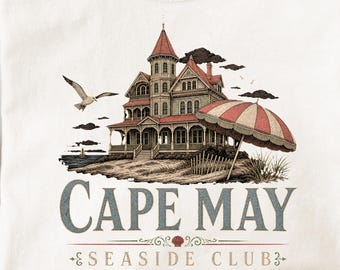 Cape May New Jersey PNG Design Victorian Coast Shirt Art Atlantic City Seaside Club Digital DTF Download