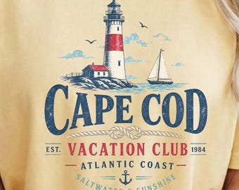 Cape Cod PNG | Lighthouse Coastal Scene - Red White Sailboat | 300 Dpi Digital Download For Blanks