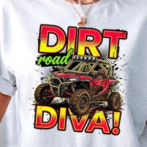 Dirt Road Diva Shirt Design: Red RZR with Leopard Print Seats