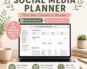 Notion Social Media Planner: Content Calendar - Instagram, Facebook, TikTok