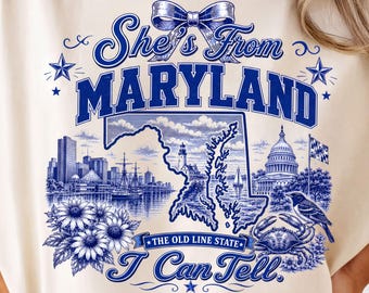 Maryland Shirt Png | Old Line State Sublimation Design | Blue Crab, Lighthouse, Baltimore Harbor