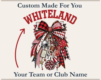 Red White Football, Coquette Ribbon Clipart | Personalized Team Name | 300DPI Digital File