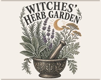 Witches Herb Garden | Cottagecore Moon Botanical PNG - Sublimation File, Witchy Shirt Design