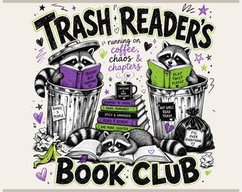 Book Lover Reader Png, Trash Raccoon Book Club Graphic | Dark Romance | Instant Download