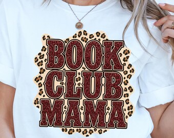 Book Club Mama PNG – Leopard Print Sublimation Design