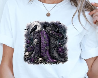 Goth Cowboy Boots PNG Purple – Halloween Sublimation