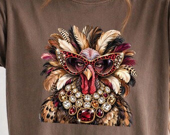 Glam Turkey Png - Cranberry Leopard Cat-Eye Sunglasses, Jeweled Necklace | Sublimation File