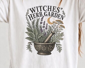 Witches Herb Garden | Cottagecore Moon Botanical PNG - Sublimation File, Witchy Shirt Design