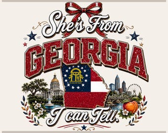 Georgia Girl Png, Peach-State Pride | Atlanta Skyline Art | 300 Dpi Transparent Sublimation File