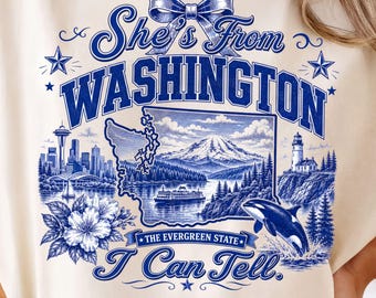 Washington Png | Mount Rainier, Orca Whale, Seattle Skyline - Sublimation Design File