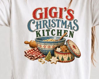 Gigi's Christmas Png, Vintage Mixing Bowl Graphic - Farmhouse Baking, Sublimation File